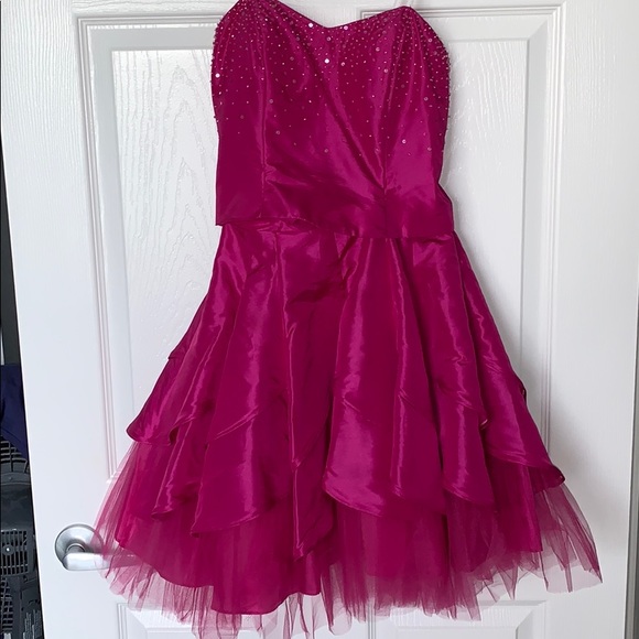 Fuchsia sequin corsetback Formal Homecoming dress - Picture 1 of 6